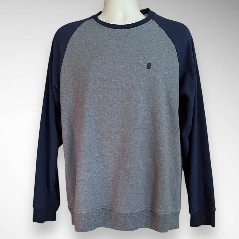 IZOD Men's Advantage‎ Performance Navy & Gray Colorblock Sweatshirt Medium | EUC